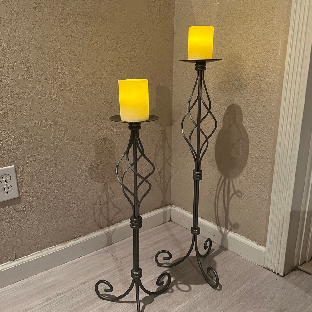 Vintage Partylite Elegant Pewter Pillar Candle Stands - - Picture 5 of 5